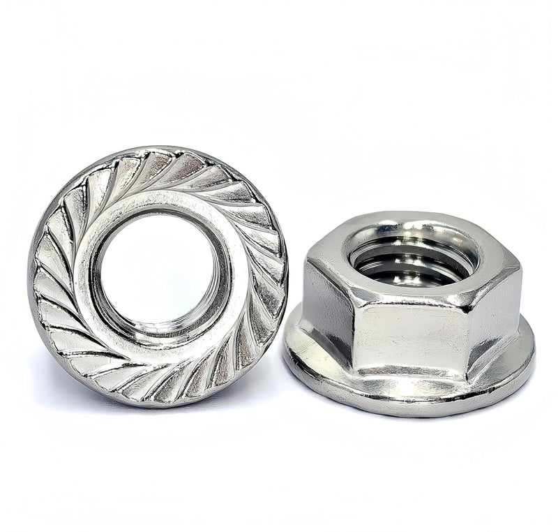 heyday 1/2-13 Serrated Flange Hex Lock Nuts 10 Pcs 304 Stainless Steel 18-8, Full Thread, Hex Drive, Bright Finish - Image 1